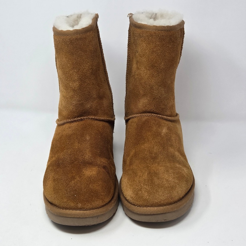Koolaburra by UGG Victoria Short Suede Boots Chestnut Brown Wide 9W 1017090